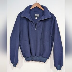 Malden Vintage Heavyweight Polar Fleece 1/4 Zip Pullover Men's Large Navy Blue